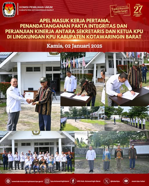 KPU Kabupaten Kotawaringin Barat Melaksanakan Apel Pagi Masuk Kerja Pertama Tahun 2025