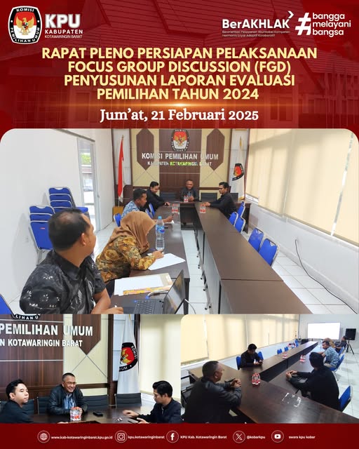Rapat Pleno Rutin di lingkungan KPU Kabupaten Kotawaringin Barat.