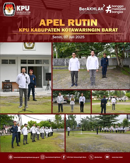 Komisi Pemilihan Umum Kabupaten Kotawaringin Barat melaksanakan Apel Rutin Senin Pagi