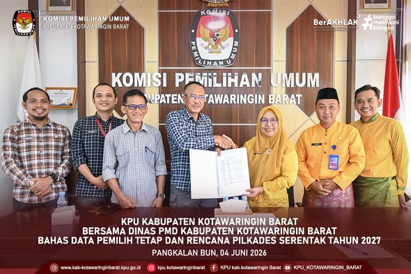 KPU Kab. Kotawaringin Barat bersama Dinas Pemberdayaan Masyarakat dan Desa (PMD)
