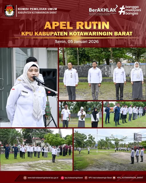 Komisi Pemilihan Umum Kabupaten Kotawaringin Barat melaksanakan Apel Rutin Senin Pagi