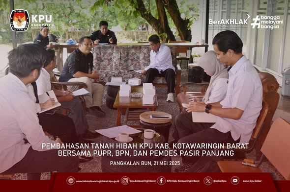 Pembahasan Tanah Hibah KPU Kab. Kotawaringin Barat bersama PUPR, BPN, dan Pemdes  Pasir Panjang