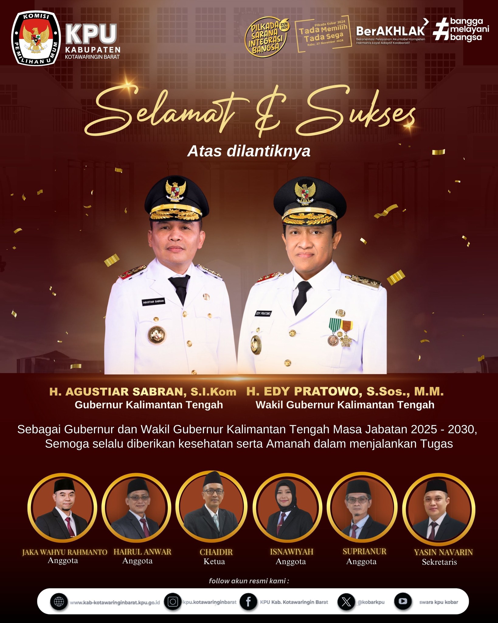 Selamat dan Sukses atas dilantiknya