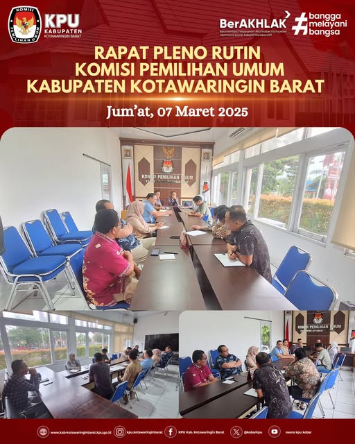 Rapat Pleno Rutin di lingkungan KPU Kabupaten Kotawaringin Barat